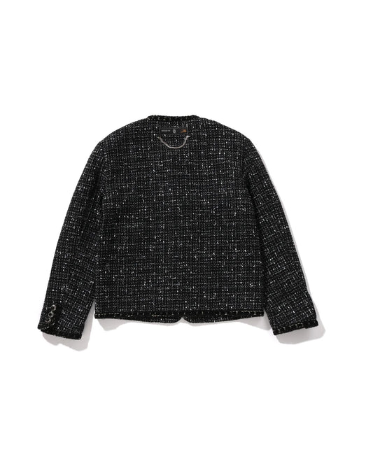 BAPE BLACK Collarless Ornament Tweed Coat