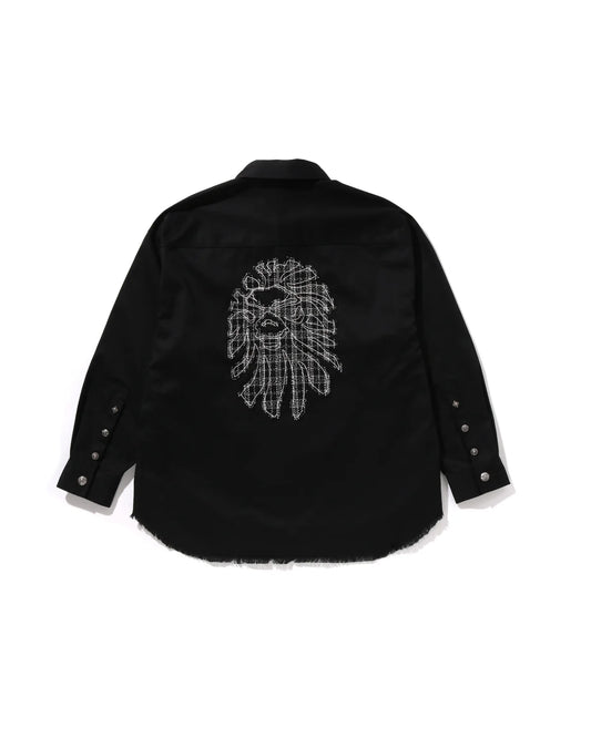 BAPE BLACK Head Tweed Trimmed Shacket #1