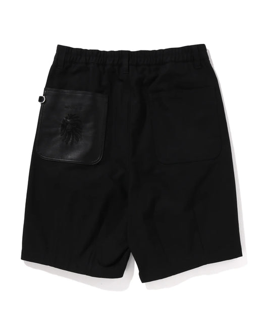 BAPE BLACK Paisley Leather Trimmed Worker Shorts