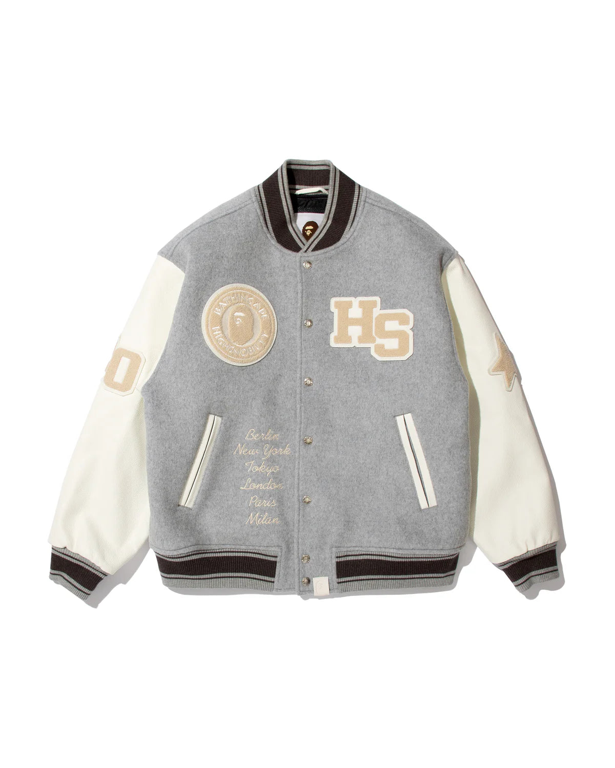 BAPE X Highsnobiety Multi Logo Varsity Jacket