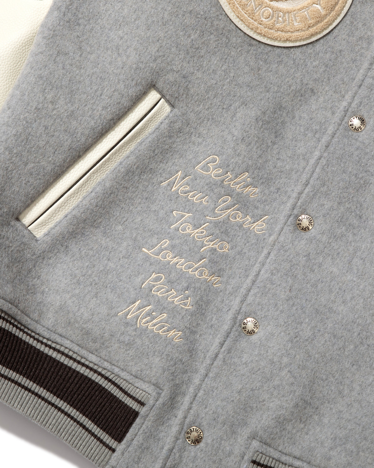 BAPE X Highsnobiety Multi Logo Varsity Jacket