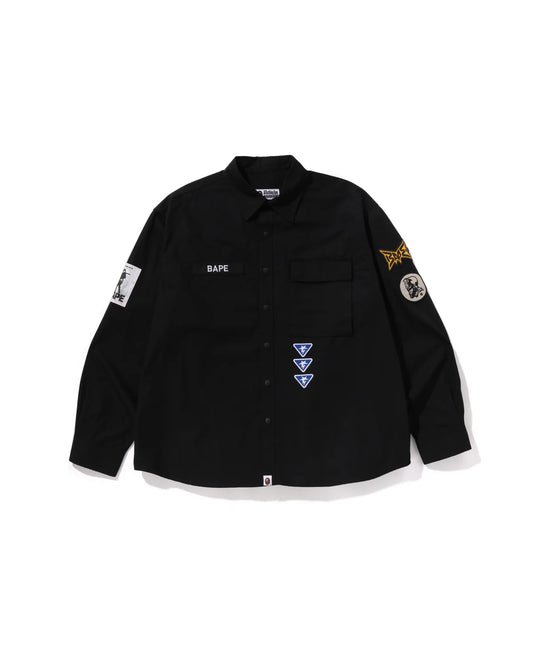 BAPE Bathing Ape Logo Military Ls Shirt