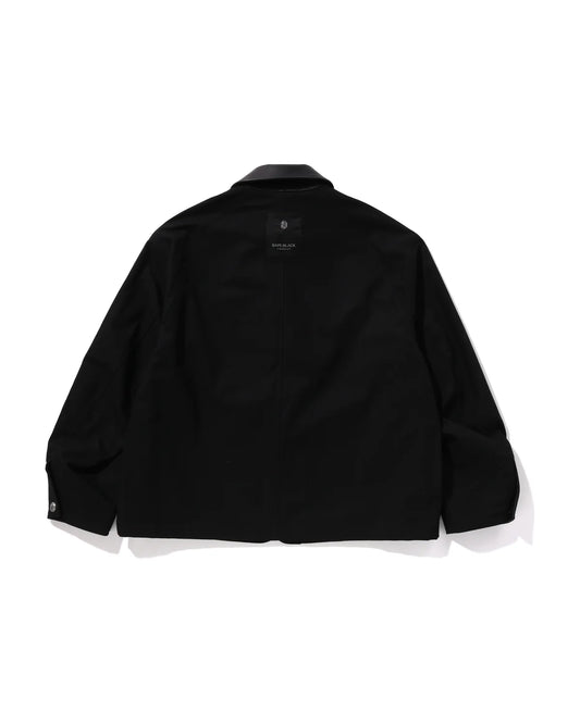 BAPE BLACK Leather Trim Chore Jacket