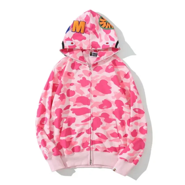 Camouflage Pink Bape Shark Hoodie