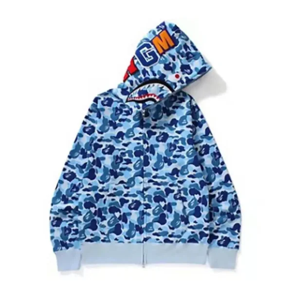 Tiger Full Zip Bape Shark Hoodie Blue