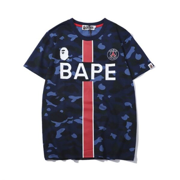 Bape Letter Red Vertical Bar Strong Printed T-Shirt